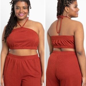 New Eloquii Textured Halter Crop Top 22/24 Red